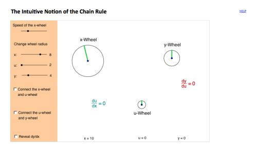 Screenshot of Demo of chain rule using gears analogy
