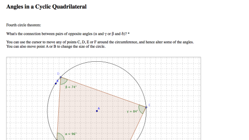 Screenshot of Angles in a Cyclic Quadrilateral