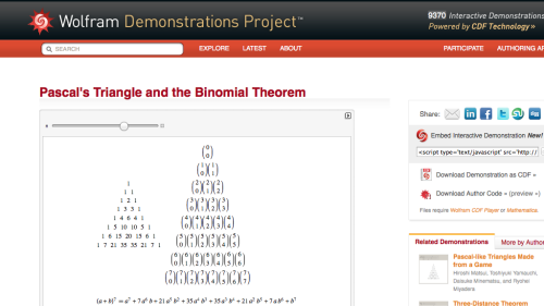 Screenshot of Pascal’s Triangle and the Binomial Theorem