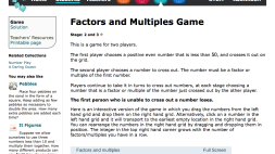 Screenshot of Factors and Multiples Game