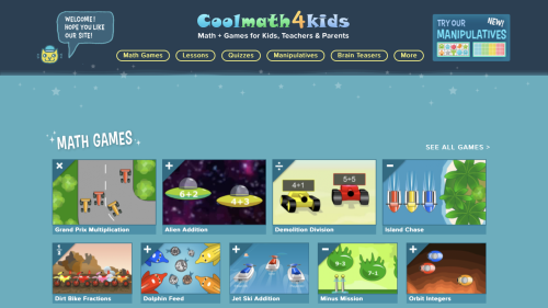 Screenshot of Cool math 4 kids
