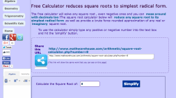 Screenshot of Square Root Calculator & Solver