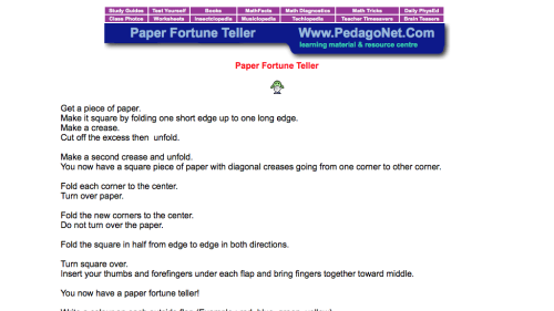 Screenshot of Paper Fortune Teller