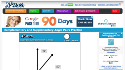 Screenshot of Complementary and Supplementary Angle Pairs Practice