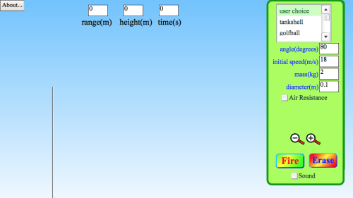 Screenshot of Projectile Motion