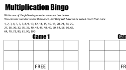 Preview of Mutliplication Bingo