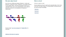 Screenshot of Forces for Mathematics Extension 2 learning package