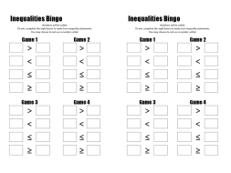 Preview of Inequalities Bingo