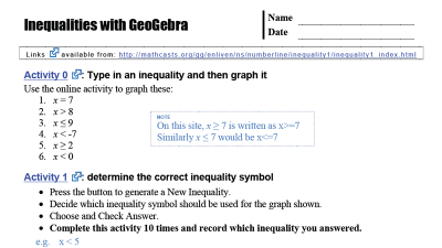 Preview of Inequalities with GeoGebra