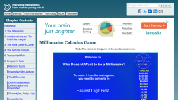 Screenshot of Millionaire Calculus Game