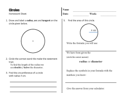 Preview of Circles Homework Sheet