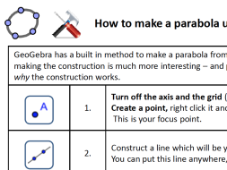 Preview of GeoGebra HowTo: Construct a Parabola using focus point and directrix