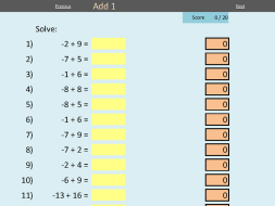 Preview of Directed Number Practise - Self Marking Electronic Worksheet