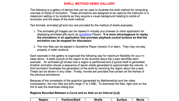 Screenshot of Shell Method Demo Gallery