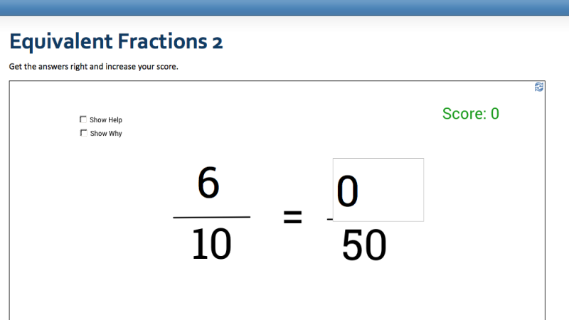 Screenshot of Equivalent Fractions 2