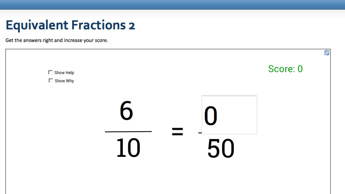 Screenshot of Equivalent Fractions 2