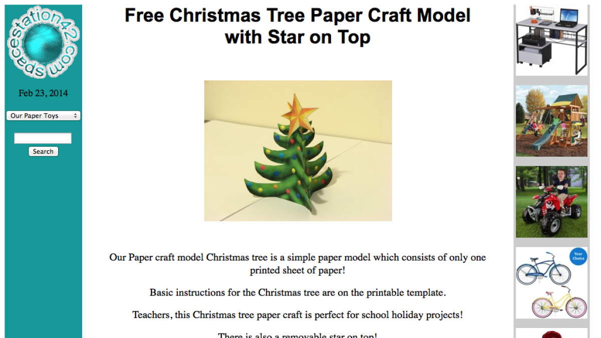 Screenshot of Christmas Tree Paper Craft Model