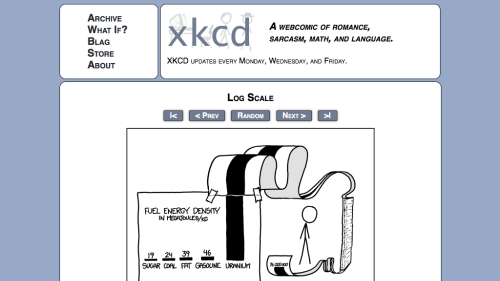 Screenshot of xkcd: Log Scale