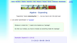 Screenshot of Algebra Expanding