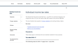 Screenshot of Individual income tax rates
