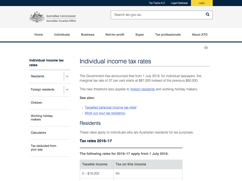 Individual income tax rates - MathsLinks