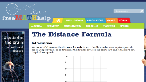 Screenshot of Distance Formula Lesson