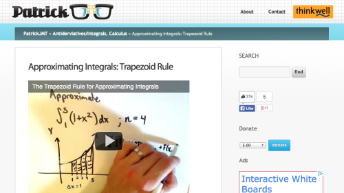 Screenshot of Approximating Integrals: Trapezoid Rule