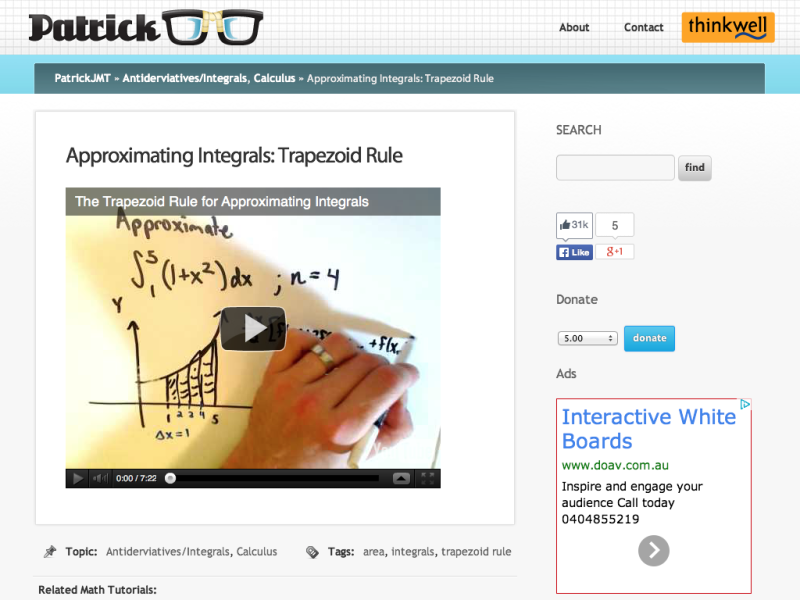 Approximating Integrals: Trapezoid Rule - MathsLinks
