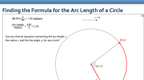 Screenshot of Finding the Formula for the Arc Length of a Circle