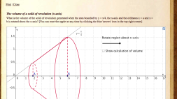 Screenshot of The volume of a solid of revolution (x-axis)