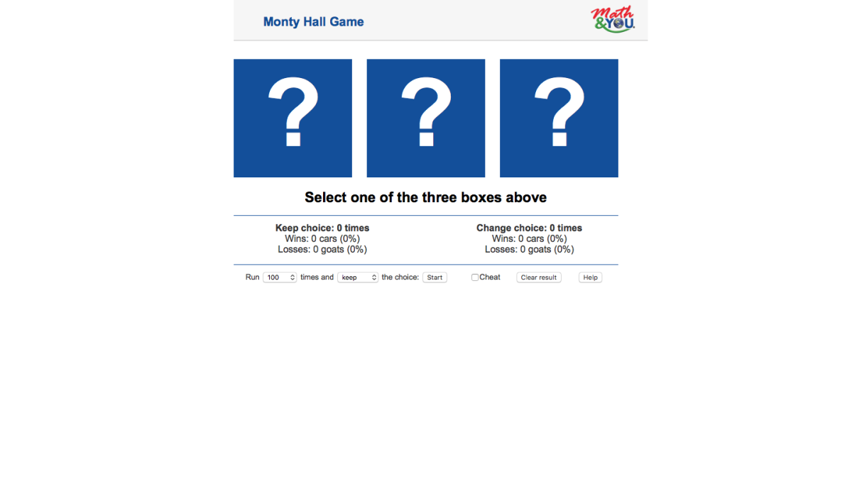 Screenshot of Monty Hall Problem Simulator