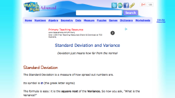 Screenshot of Standard Deviation and Variance