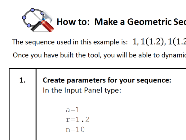 Preview of Geogebra HowTo: Build a Geometric Sequence explorer