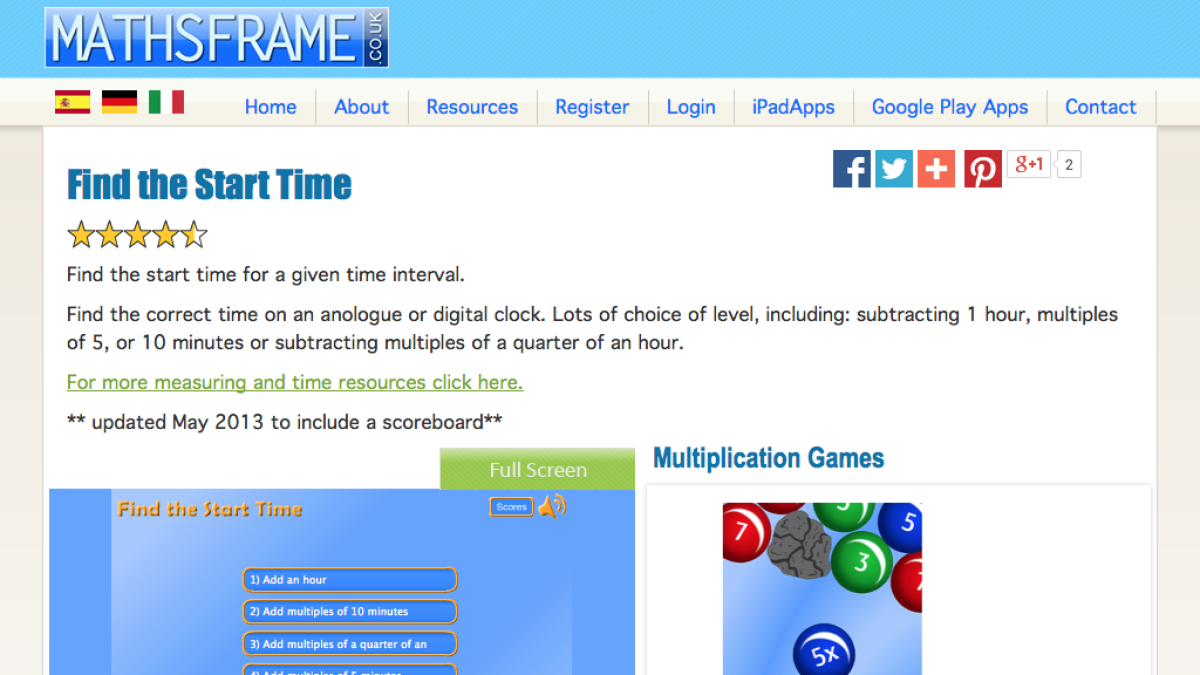 Screenshot of Find the Start Time