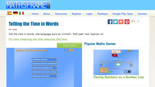 Screenshot of Telling the Time in Words