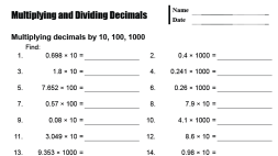 Preview of Multiplying and Dividing Decimals