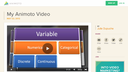 Screenshot of Types of Variables - Animoto