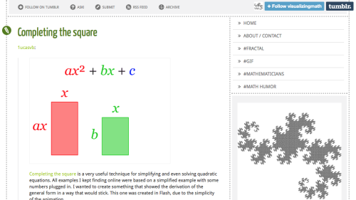 Screenshot of Completing the square