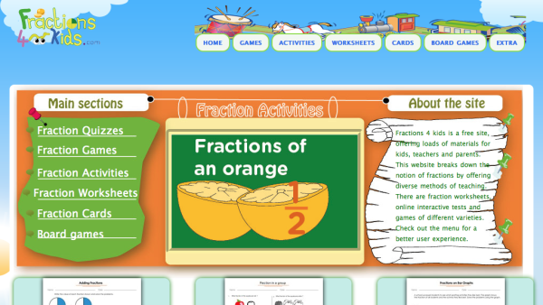 Screenshot of Fractions 4 Kids