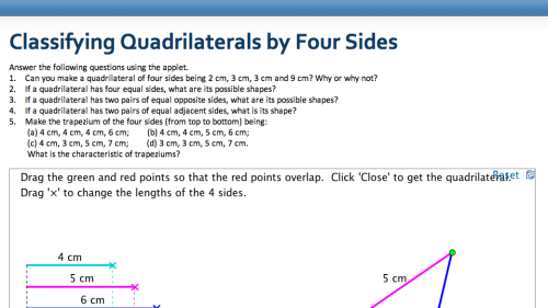 Screenshot of Classifying Quadrilaterals by Four Sides
