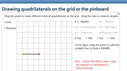 Screenshot of Drawing quadrilaterals on the grid or the pinboard