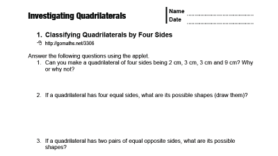 Preview of Investigating Quadrilaterals