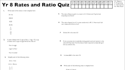 Preview of Yr 8 Rates and Ratio Quizzes (A, B, C, D)