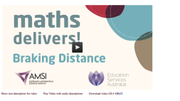 Screenshot of Maths Delivers - Braking Distances