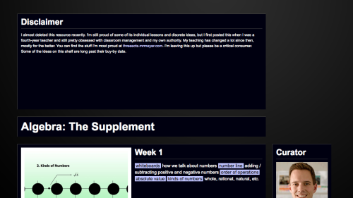 Screenshot of Dan Meyer’s 39 week algebra course