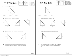 Preview of Year 9 Trigonometry Quizzes (A, B, C, D)
