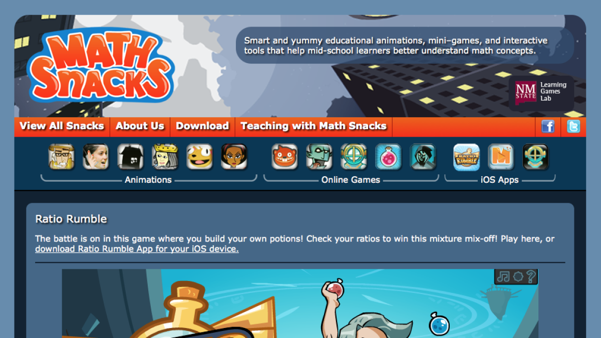 Screenshot of Ratio Rumble - Math Snacks