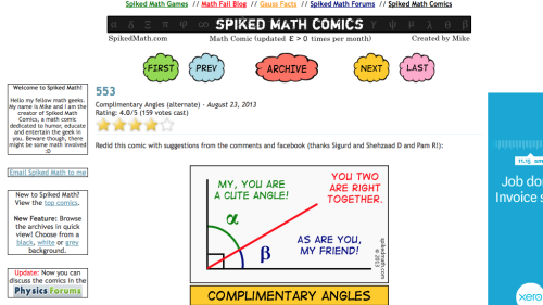 Screenshot of Complimentary Angles