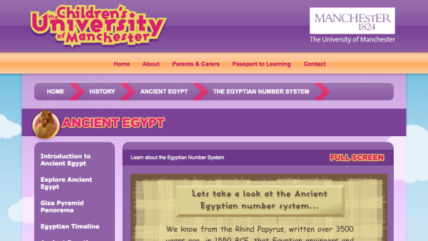 Screenshot of Learn about the Egyptian Number System