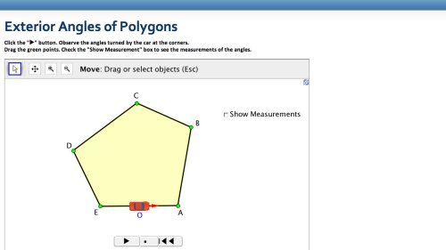 Screenshot of Exterior Angles of Polygons
